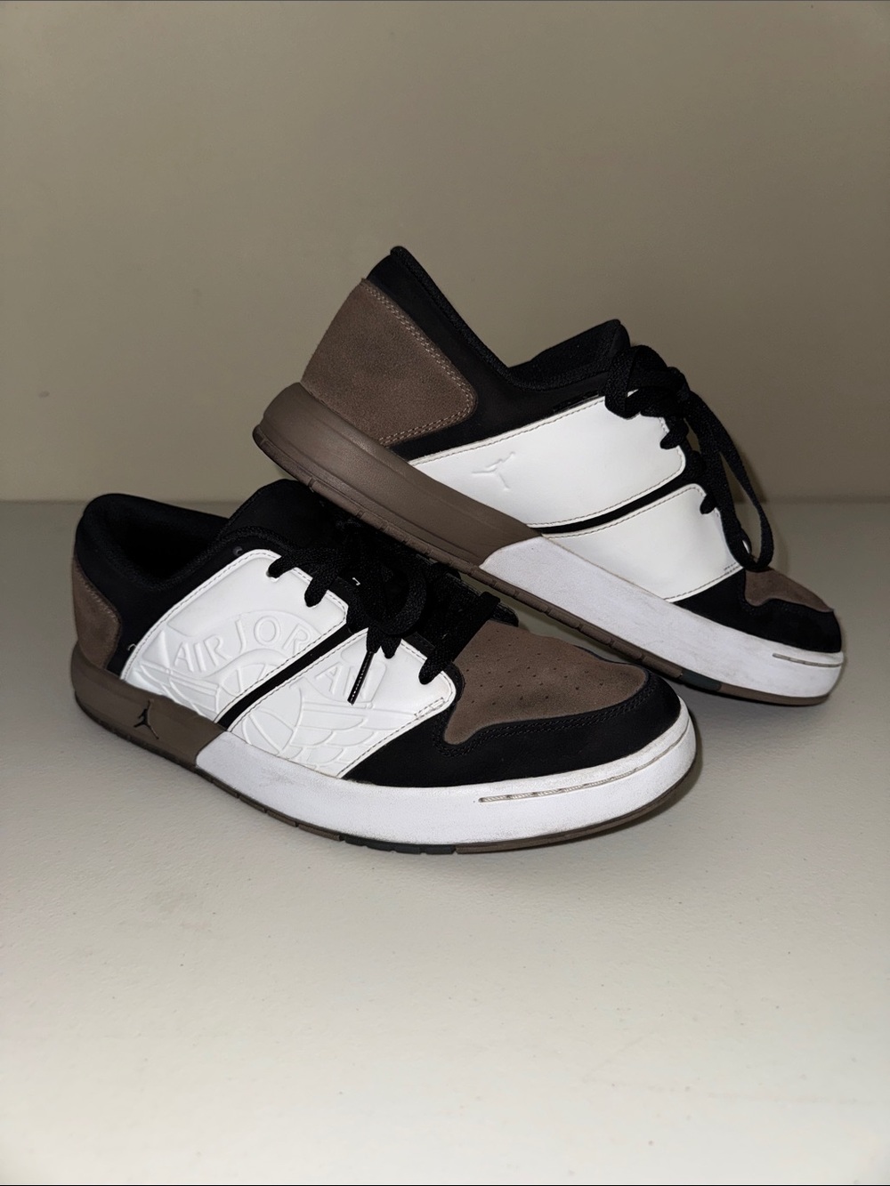 Jordan Men’s Low-Top Sneakers in White, Black & Brown